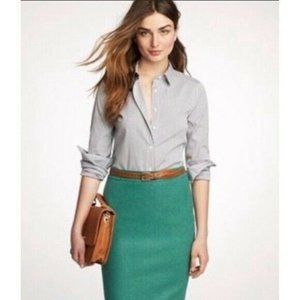 J.CREW Pencil Skirt Teal Wool Blend Skirt 10